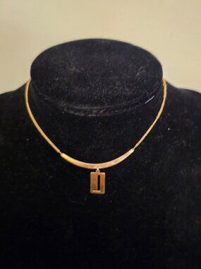 Vintage Biagi's Monogram "L" Chocker Necklace in Gold Tone